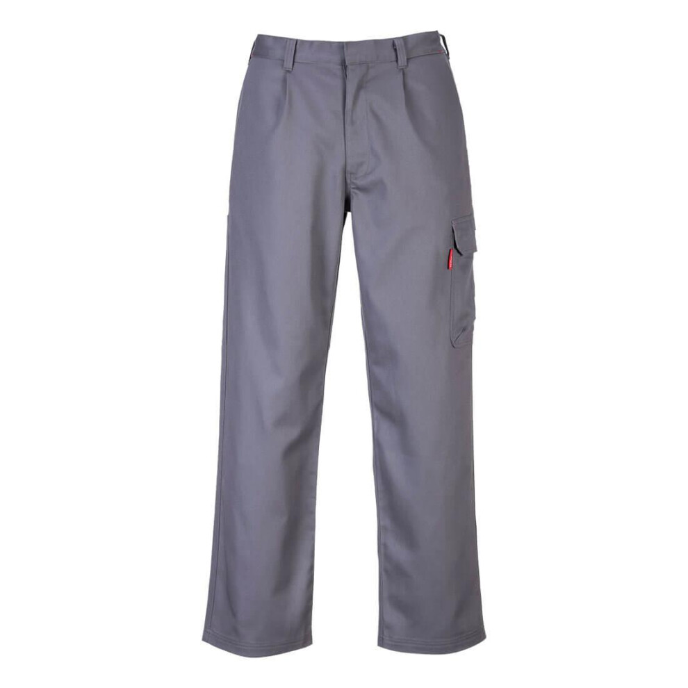 (XL R, Grey) Portwest Mens Bizweld Flame Resistant Cargo Trousers