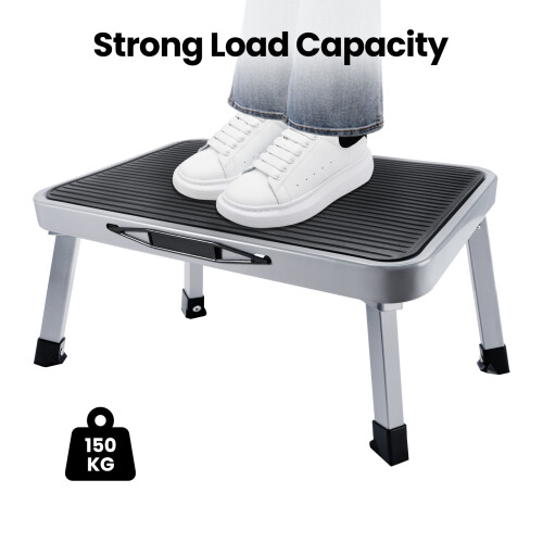 Anti Slip Folding Metal Step Stool Foldable Collapsible Kitchen Steel 1