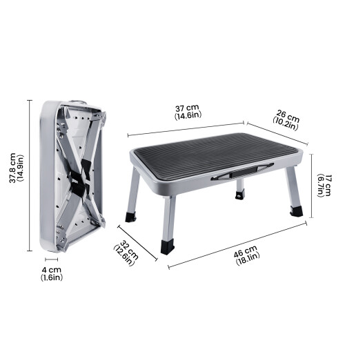 Anti Slip Folding Metal Step Stool Foldable Collapsible Kitchen Steel 2