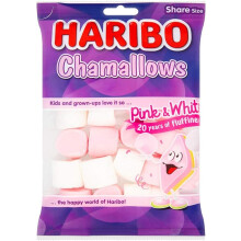 Haribo Pink and White Marshmallows 1.7kg Chamallows Bulk Sweets, 140g pack of 12