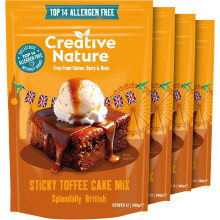 Gluten Free Cake Mix Creative Nature Vegan Sticky Toffee Pudding Gluten Nut Dairy Top 14 Allergen Healthy Organic Gift Christmas Baking Dessert 4Pack