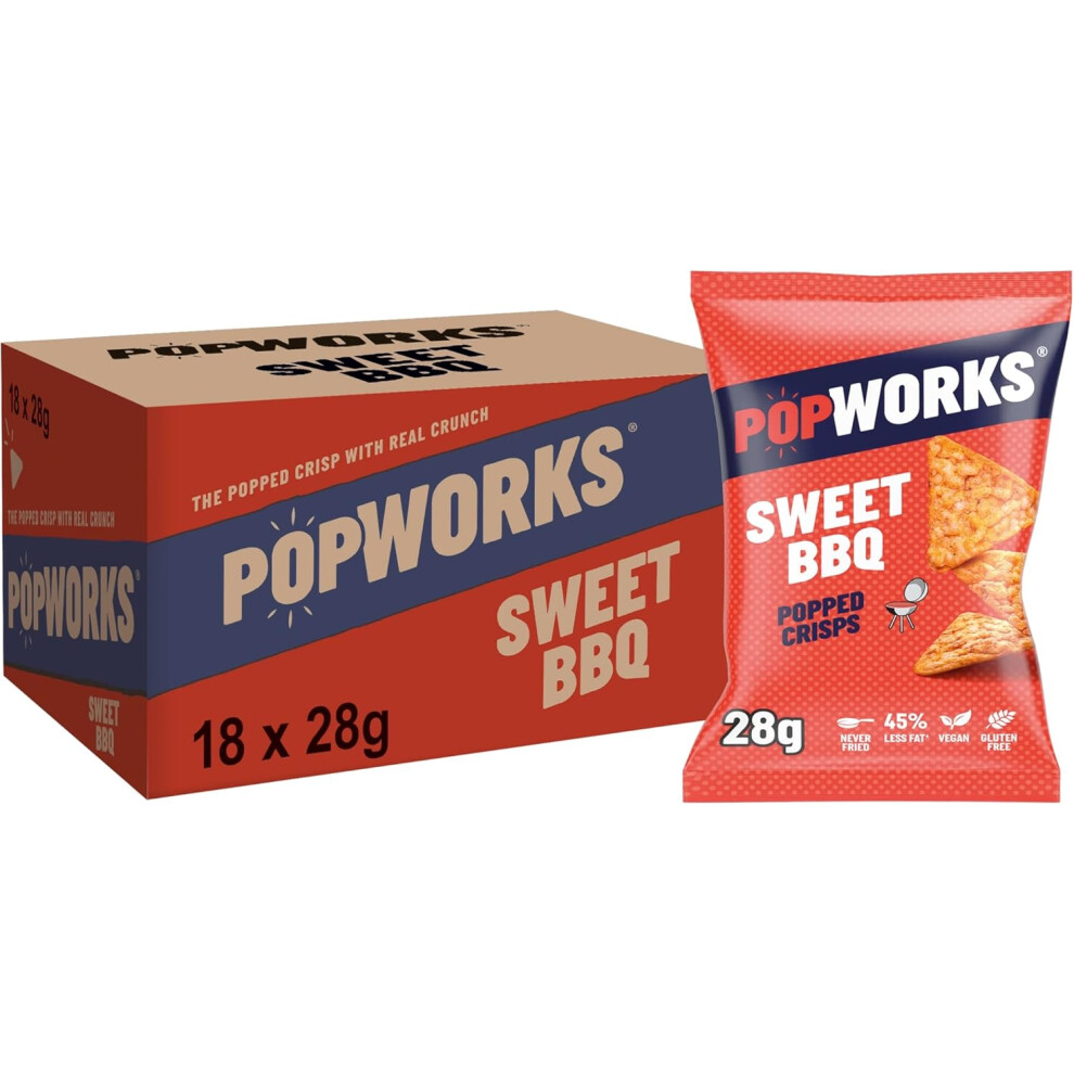 Popworks Sweet BBQ 28g (Case of 18) | Gluten Free | Perfect for Sharing