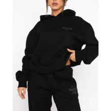 (black, M) Women's Long Sleeve Hoodie Sweatshirt and Sweatpants Set Stylish Two-Piece Tracksuit for Fall, Winter & Spring