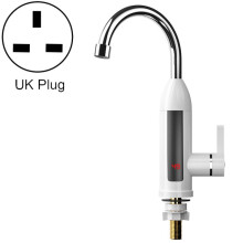 Smart Household Digital Display Instant Hot Kitchen Electric Faucet, Plug: UK Plug(White)