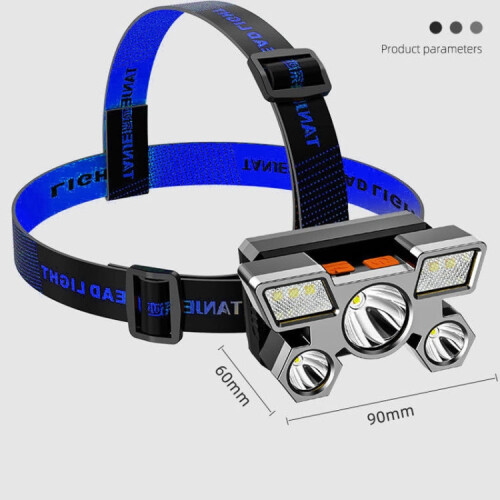LED Five-headed Aircraft Light USB Rechargeable Headlamp Mining Light 2