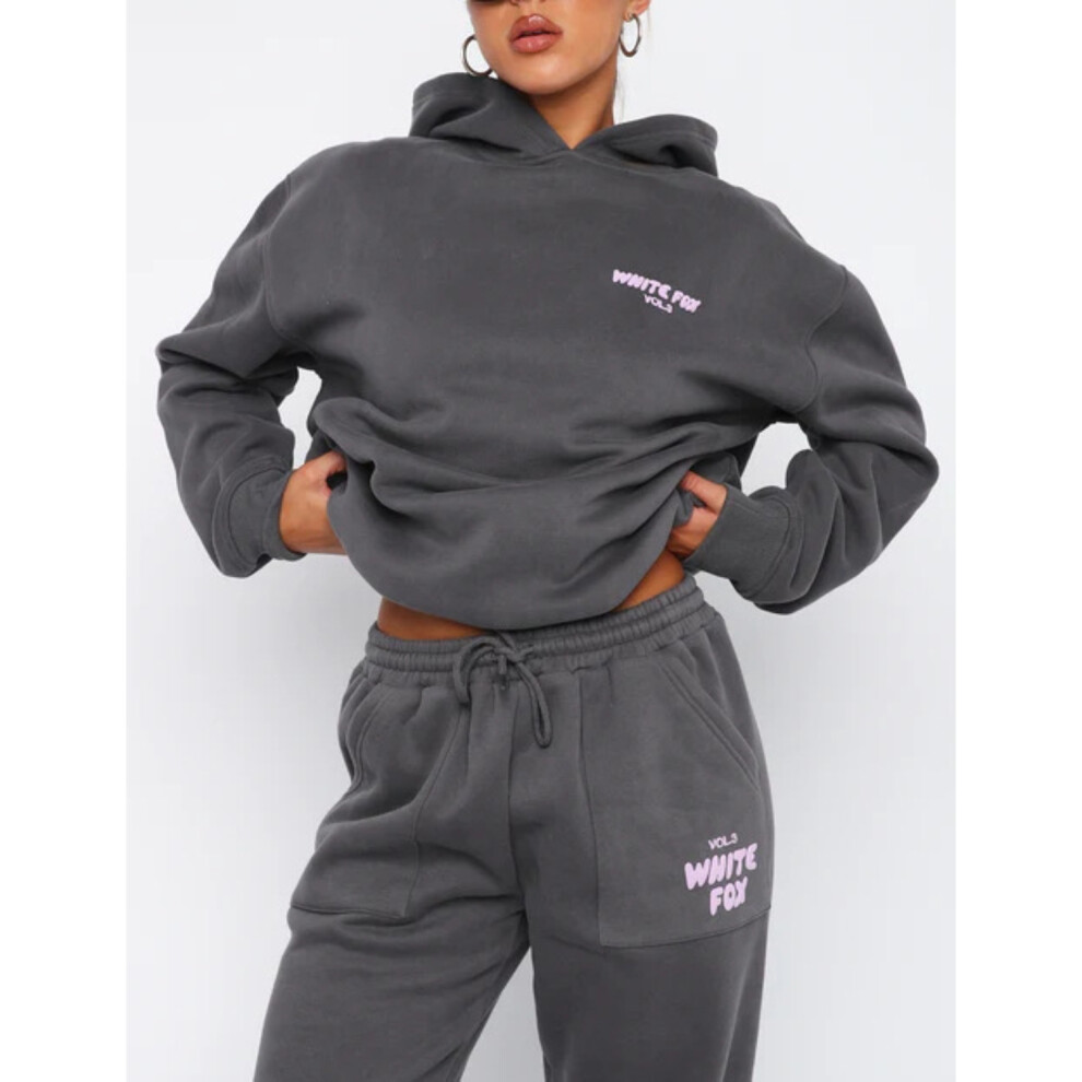 (dark grey, M) Women's Long Sleeve Hoodie Sweatshirt and Sweatpants Set Stylish Two-Piece Tracksuit for Fall, Winter & Spring