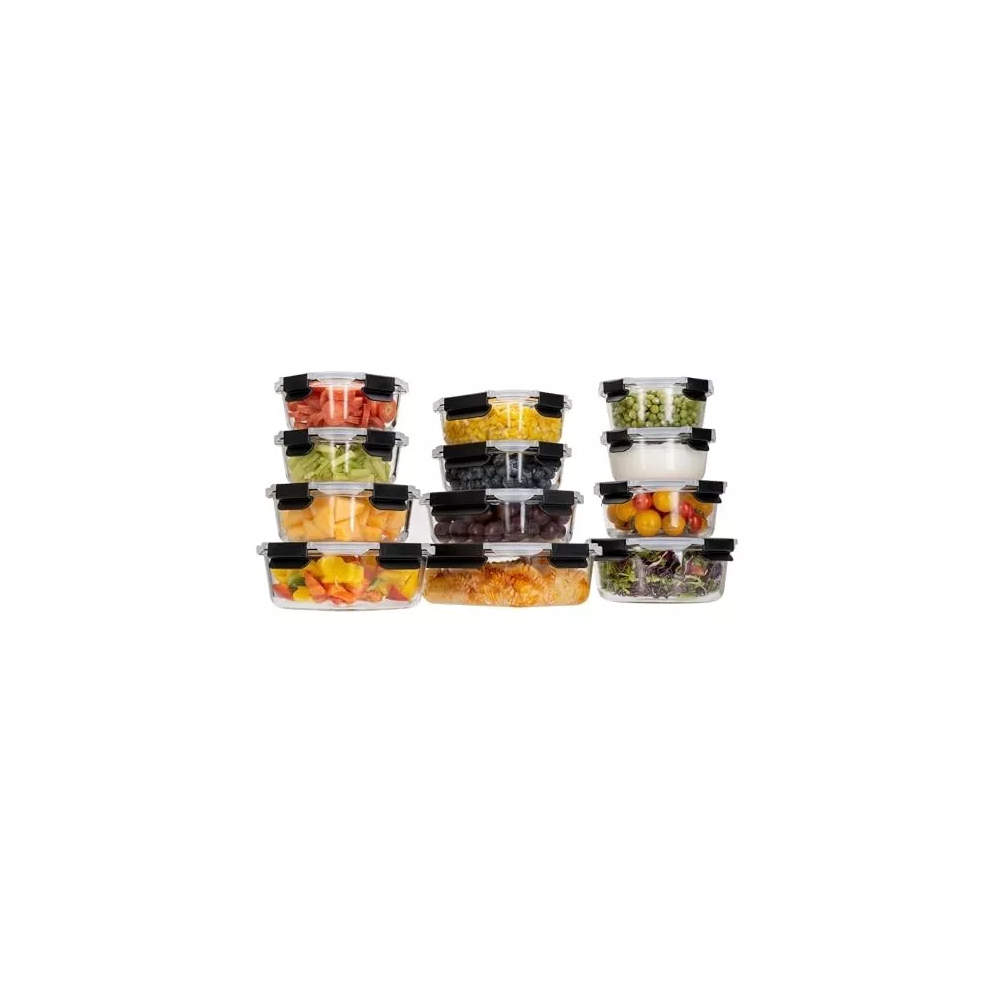 Photos - Other Tableware Glass Food Storage Containers With Airtight Lids set of 12 Black