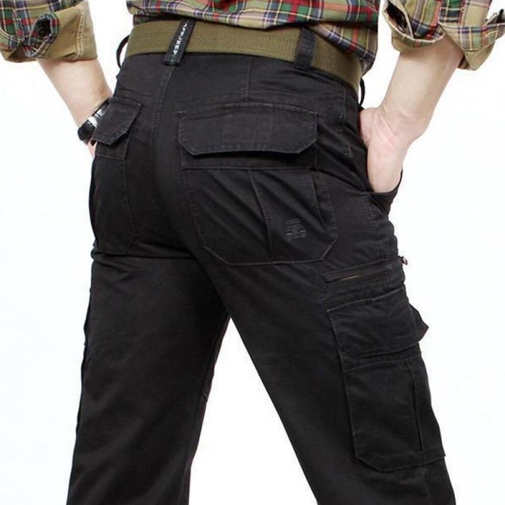 (black, 34) Man Cargo Pants Casual Pants Outdoor Trousers Hiking Set Cargo Tactical Men&apos;s Work Wear Trainning Exercise Suit Cotton Trouse