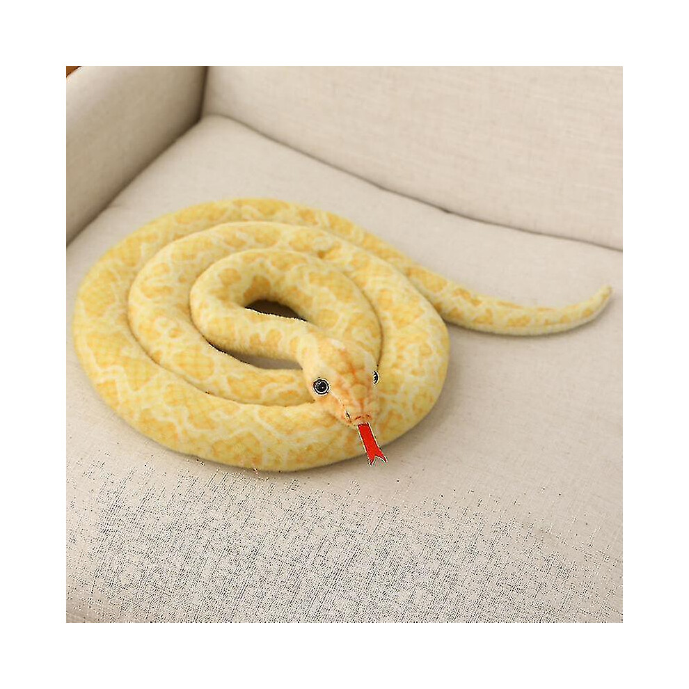 (, 200Cm) 1Pc 200Cm/300Cm Giant Snakes Plush Toy Simulation Long Python Stuffed Snake Plushie Children Boys Gift Home Decoration Yellow/Golden