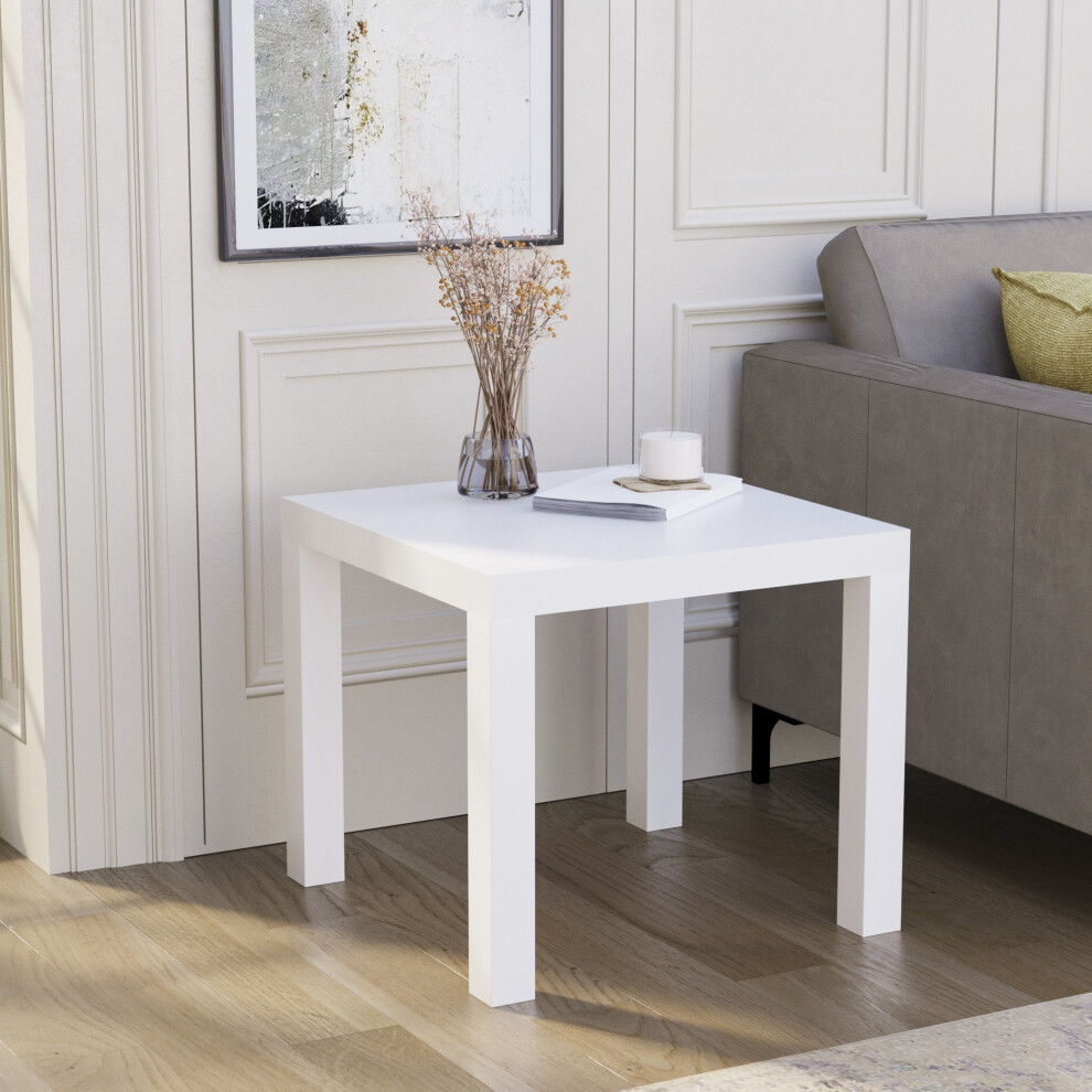 Vida Designs (White) Beeston Square Side Coffee Table For Living Room White,Brown