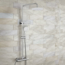 Rosa Round Exposed Thermostatic Dual Control Shower Mixer - Riser Rail Kit & Easy Fittings