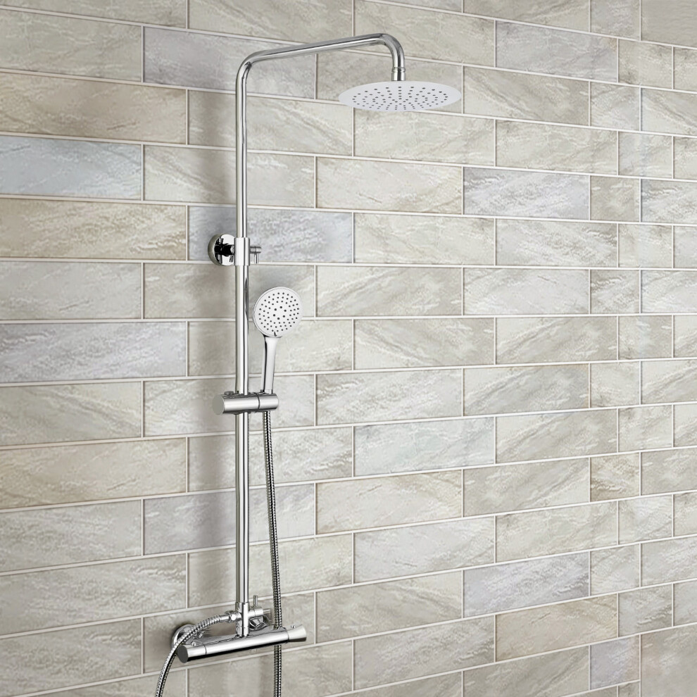 Rosa Round Exposed Thermostatic Dual Control Shower Mixer - Riser Rail Kit & Easy Fittings