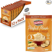 Idahoan Potato Mash, Gluten Free, Vegetarian, Cooks in 1 Minute, Pantry Food, Cheddar Cheese Bulk Pack of 12
