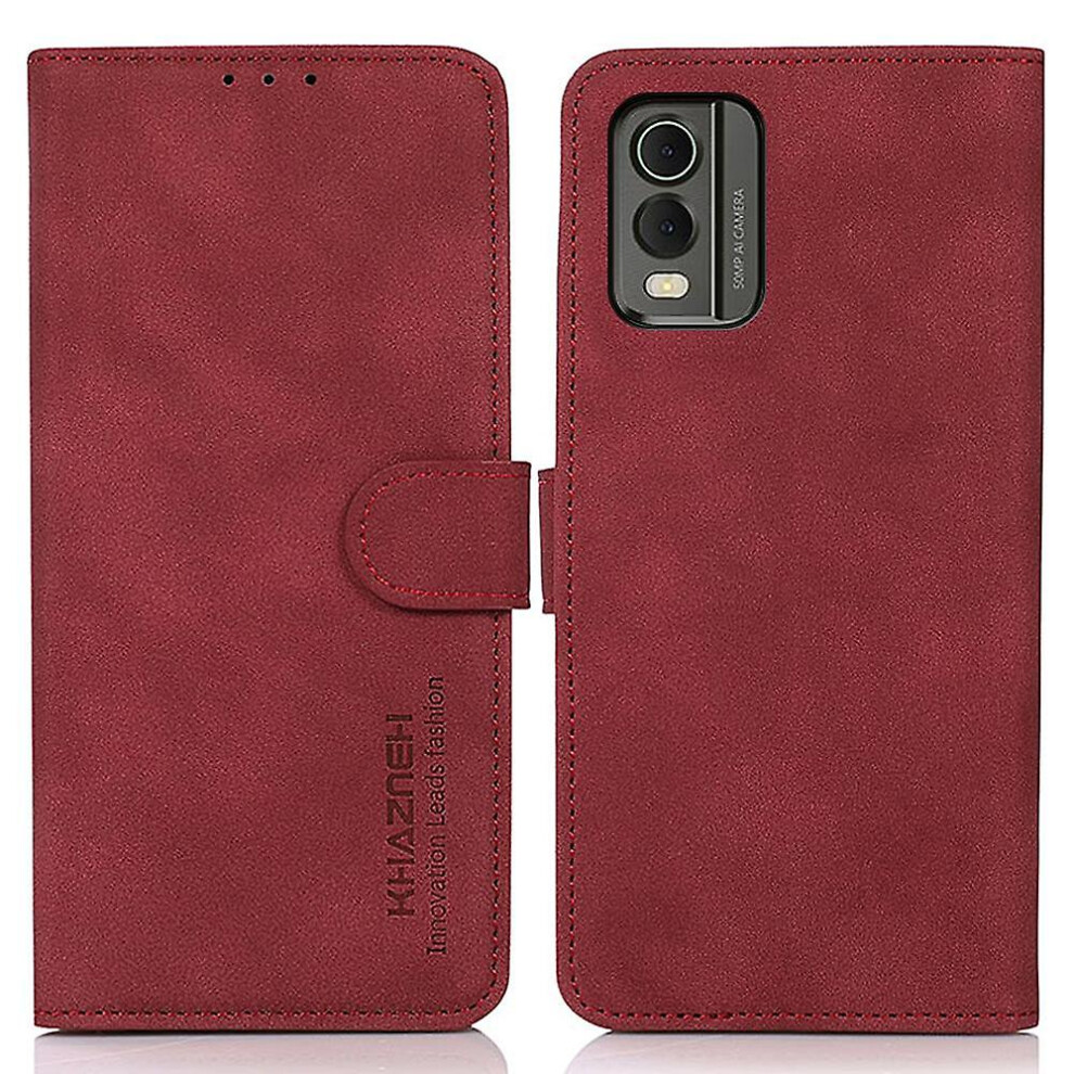 (Red C) Protective Cover for Nokia C32 Textured PU Leather Cell Phone Case with Wallet Stand