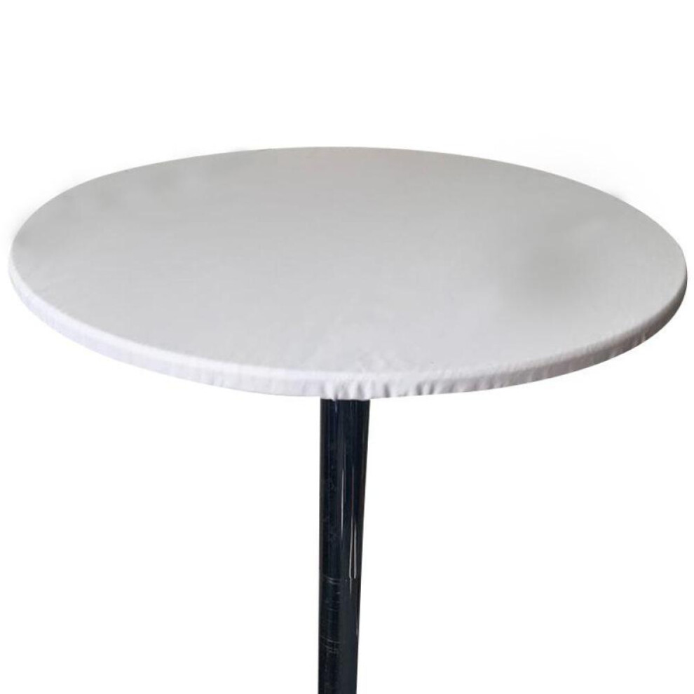 (white, 60cm) Round 60-130cm Fitted Tablecloth Table Cover Elastic Protector Waterproof