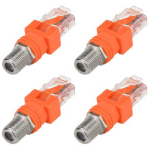 Coaxial To Ethernet Adapter, 4 Pack Coax Rf F Female To Rj45 Male Converter for Line Tester A