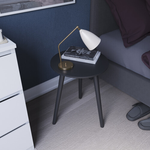 Vida Designs (Black) Vida Designs Round Side End Coffee Bedside Table 2