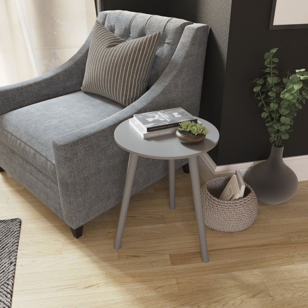 (Grey) Vida Designs Round Side End Coffee Bedside Table