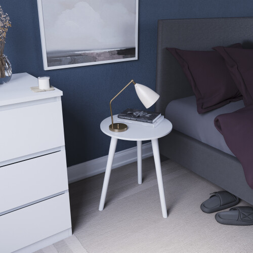 Vida Designs (White) Vida Designs Round Side End Coffee Bedside Table 2