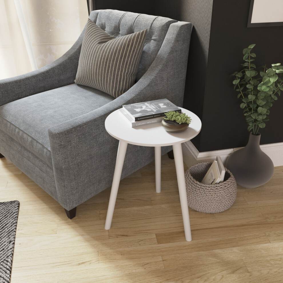 Vida Designs White (White) Round Side End Coffee Bedside Table