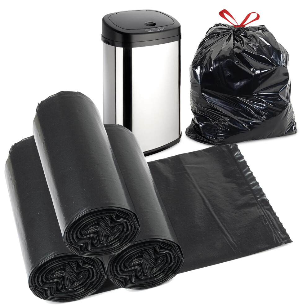 Geezy (60 Pack 30L Bin Bags) 30L, 130L Bin Bags Home Kitchen Refusal Sacks Recyclable Bin Liners Black