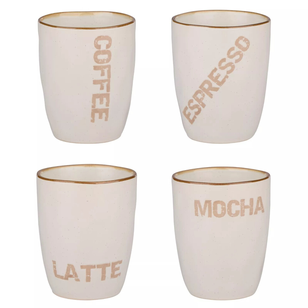 Coffee Mugs Latte Espresso Mocha Glasses Hot Cups Stoneware 280ml 4x