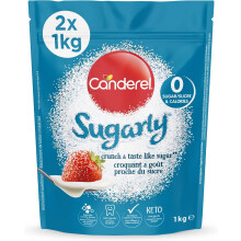 Canderel Sugarly 2 x 1kg Crunchy Sweetener - Zero Calories, Tastes Like Sugar, Diabetic & Vegetarian Friendly