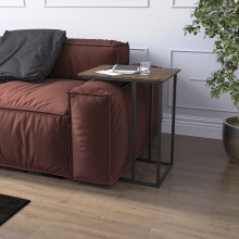 (Dark Wood) Brooklyn C Shape End Side Coffee Table Living Room