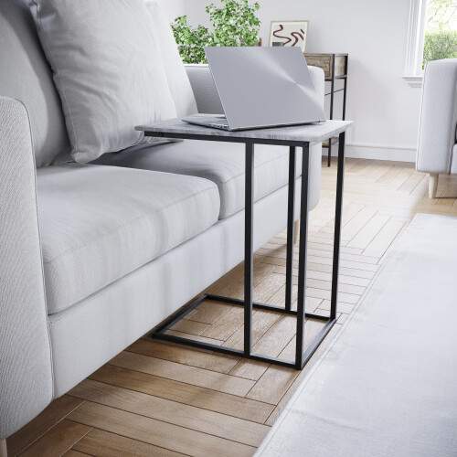 Vida Designs (Grey) Brooklyn C Shape End Side Coffee Table Living Room 2