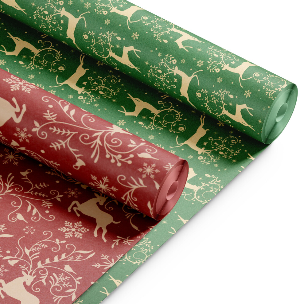 ((Reindeer),) Kraft & Co 2 Pack Christmas Gift Wrapping Paper