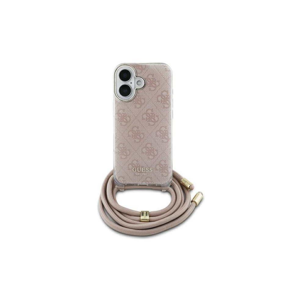 Guess 4G Crossbody Cord 4G Print Case for iPhone 16 6.1" Pink - GUHCP16SHC4SEP