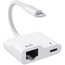 Lightning To Ethernet Adapter 2 In 1 Lightning To Rj45 Lan Network Adapter with Charging Port for Iphone Ipad Network Converter
