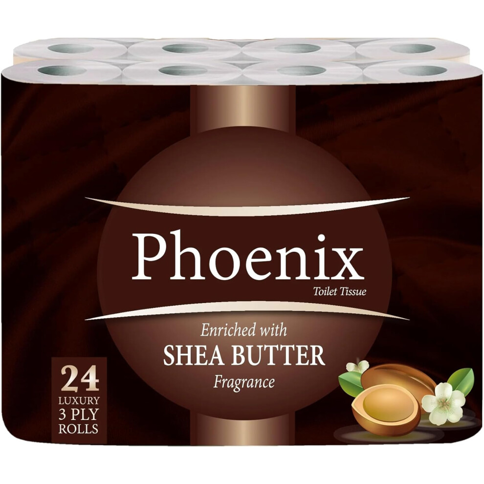 Phoenix 24 Rolls Shea Butter 3 Ply Quilted Toilet Paper