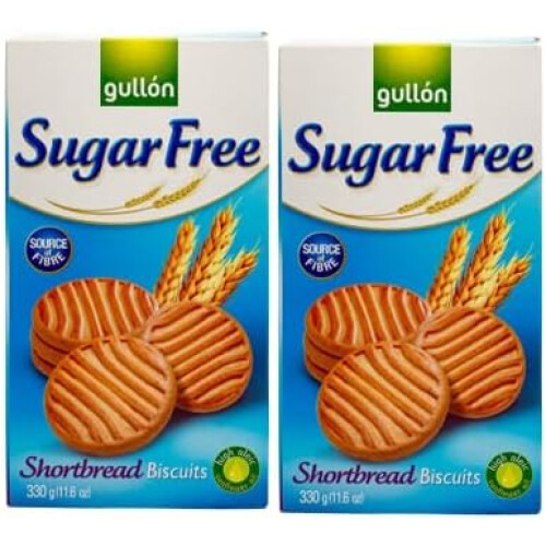 Gullon Sugar Free Shortbread Biscuits 330g x 2 Pack Bundle