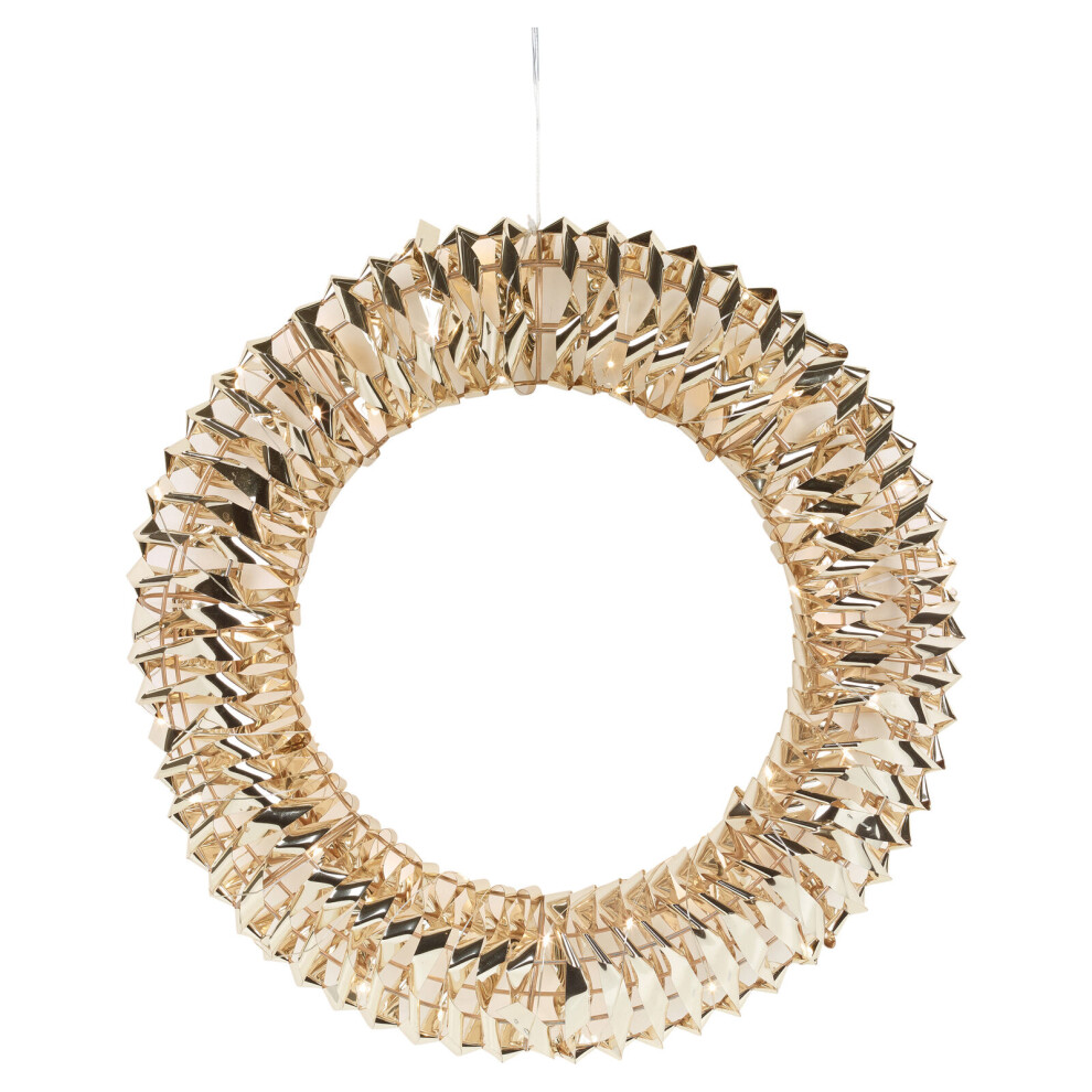 Urbn Living (40Cm ) Wreath Decoration With Xmas Led Christmas Decor Hanging Ornament Lights Gold