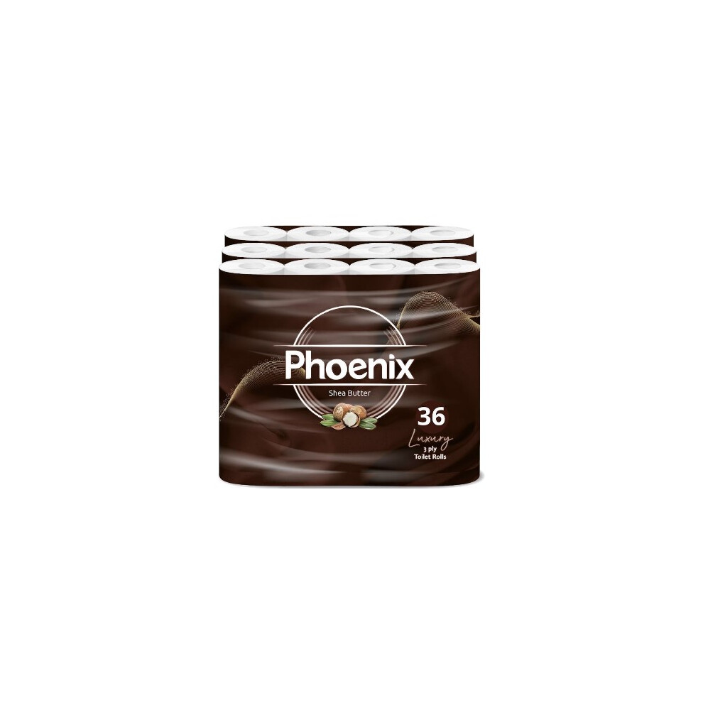 Phoenix 36 Roll Bulk Buy - Quilted 3 Ply Shea Butter Fragranced Toilet Rolls
