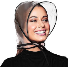 (Black) 6 Pieces Rain Bonnet With Visor Clear Waterproof Rain Scarf Protect Hairstyle Plastic Rain Hats For Women Lady Rain Wear