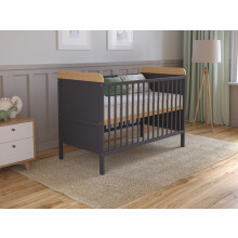 (Anthracite/Pine) Levi Cot Bed 120x60cm with Microfiber Quilted mattress