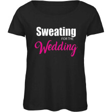 (Black, M) Sweating for The Wedding White Yellow Black Red Mens Women T Shirt Wife Bride Wifey