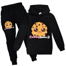 (Black, 5-6 Years) 5-14 Years Cookie Swirl C Novelty Hooded Sweatshirt Sweatpant Set
