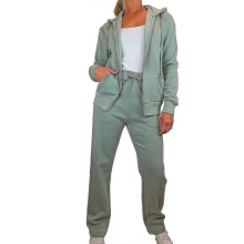 (UK 18-20, Avocado Green) Womens Soft Fleece Back Tracksuit Set Ladies 2 Piece Hooded Zip Top And Jogging Bottom Loungewear Sweatsuit