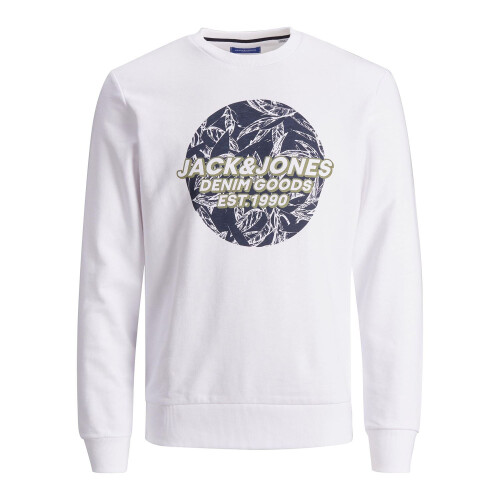 (S) JACK&JONES Men's Sweatshirt Crew Neck, White