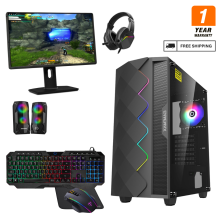 (Diamond Black ARGB) Gaming PC Bundle i5 16GB Ram HDD+ SSD GT730 4GB + Speakers