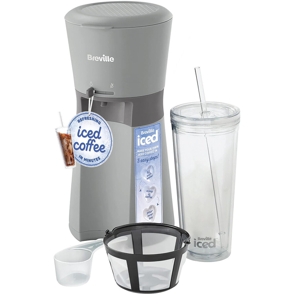 (Breville Iced Coffee Maker | Single Serve Iced Coffee Machine Plus Coffee Cup with Straw | Ready in Under 4 Minutes | Gr) Breville Iced Coffee Maker