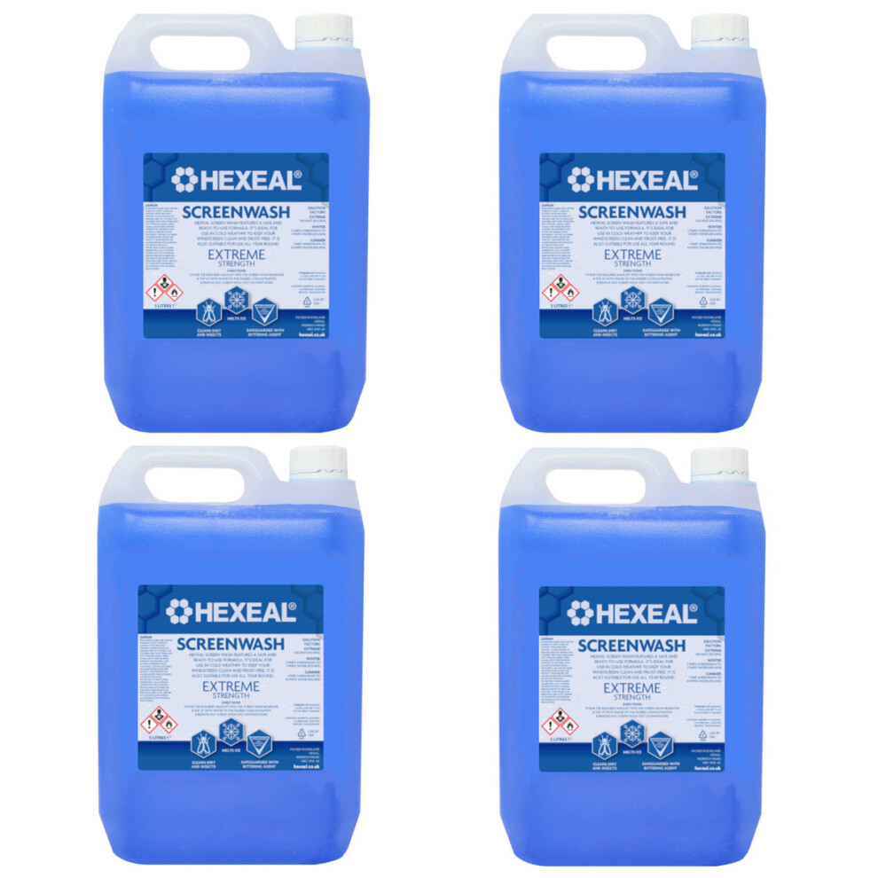 Hexeal Screenwash 20L Extreme Strength, Concentrate & Ready To Use 5060727639179