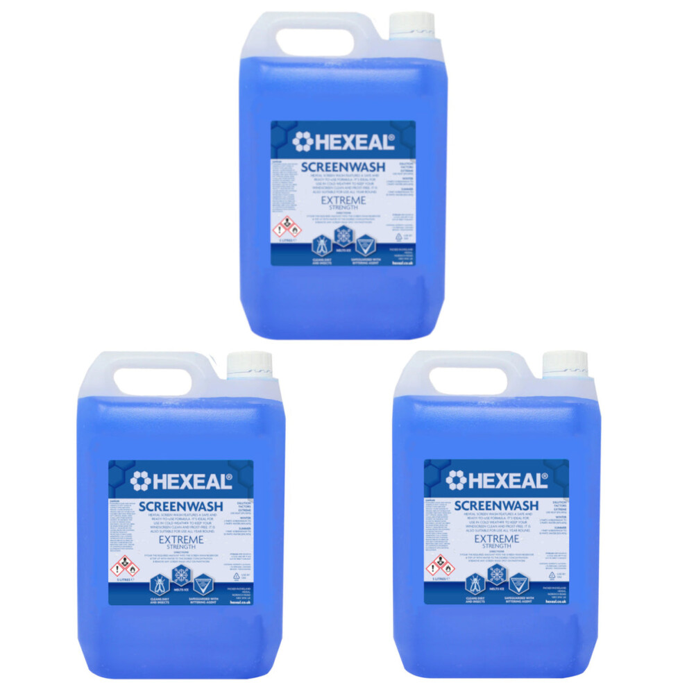 Hexeal Screenwash 15L Extreme Strength, Concentrate & Ready To Use 5060727639162