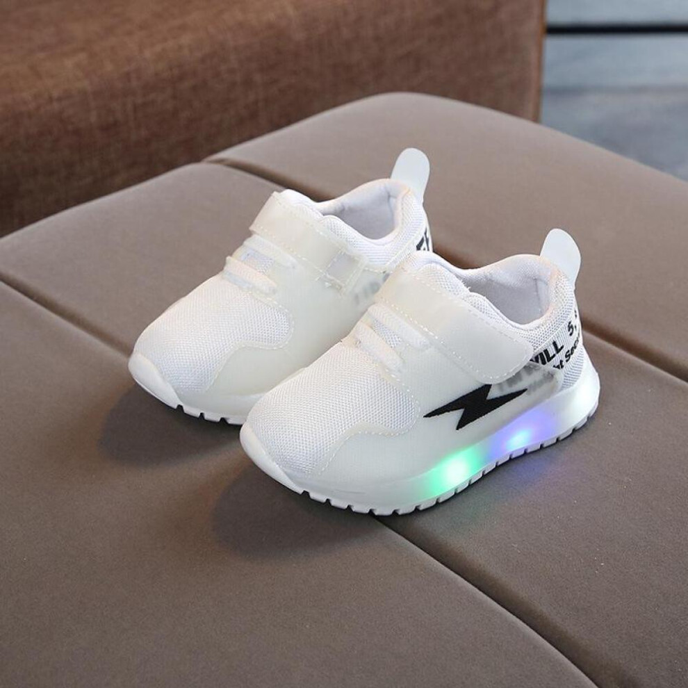 (white, 24) Fashion Children&apos;s Shoes Led Mesh Light Boys Breathable Casual Sneakers Girls Flash Shoes