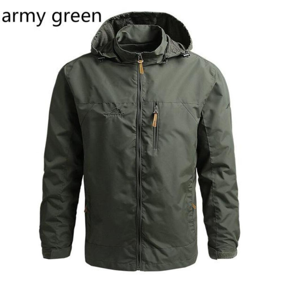 (army green, XXXL) 2021 Fashion Brand Waterproof Jacket Raincoat Men&apos;s Sportswear Outdoor Hooded Soft Shell Jacket Rainproof Jacket