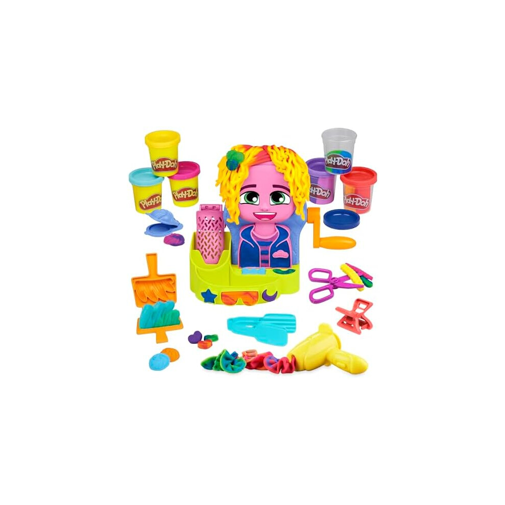 Play-Doh Hair Stylin' Salon Playset with 6 Cans, Pretend Play Toys for Girls and Boys Ages 3 and Up