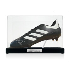 Bobby Tambling Signed Football Boot. Display Case With Plaque